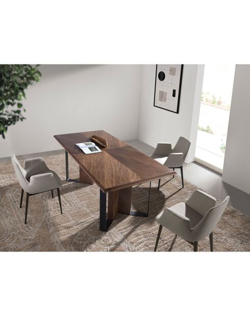 Chaise de table à manger en tissu gris/noir - 59x58x82 cm