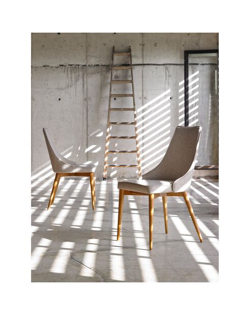 Chaise de table à manger beige/noyer - 50x60x91 cm
