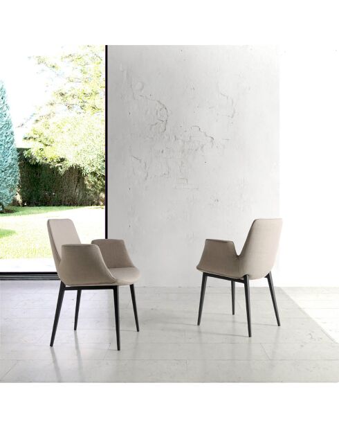 Chaise de table à manger en tissu gris/noir - 59x58x82 cm