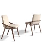 Chaise de table à manger simili cuir beige/frêne - 54x59x80 cm