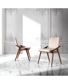 Chaise de table à manger simili cuir beige/frêne - 54x59x80 cm