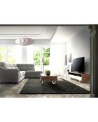 Meuble TV 2 tiroirs laqué noyer/blanc - 150x40x40 cm