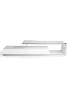 Meuble TV laqué double blanc/acier - 200x40x45 cm