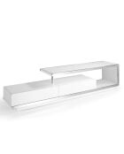 Meuble TV laqué double blanc/acier - 200x40x45 cm