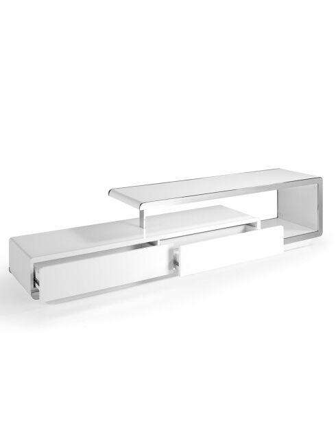 Doppelt lackierter TV-Ständer aus weißem Stahl - 200x40x45 cm