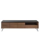Meuble TV plateau en verre noyer/noir - 200x45x48 cm
