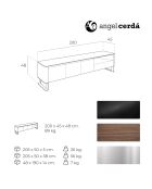 Meuble TV plateau en verre noyer/noir - 200x45x48 cm