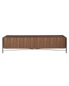 Meuble TV 4 portes gris foncé/noyer - 220x46x53 cm