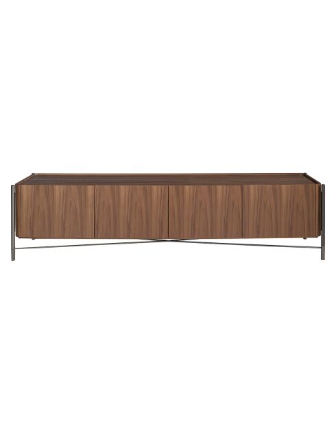 Meuble TV 4 portes gris foncé/noyer - 220x46x53 cm