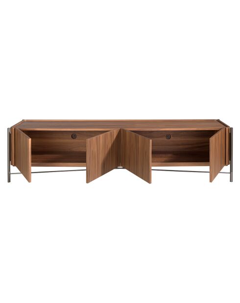 Meuble TV 4 portes gris foncé/noyer - 220x46x53 cm