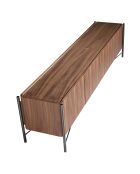 Meuble TV 4 portes gris foncé/noyer - 220x46x53 cm