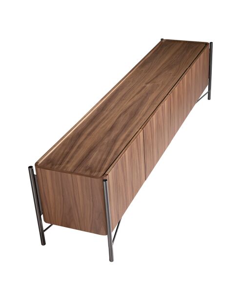 Meuble TV 4 portes gris foncé/noyer - 220x46x53 cm