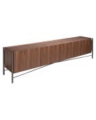 Meuble TV 4 portes gris foncé/noyer - 220x46x53 cm