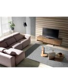 Meuble TV deux portes et deux tiroirs noyer/argenté - 180x56x46 cm