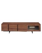 Meuble TV 4 portes avec intérieur led noyer/noir - 200x55x48 cm