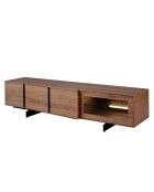 Meuble TV 4 portes avec intérieur led noyer/noir - 200x55x48 cm