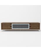 Meuble TV avec porte coulissante noyer/argenté - 238x53x51 cm