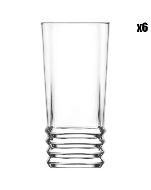 6 Verres long drink transparents - 335ml