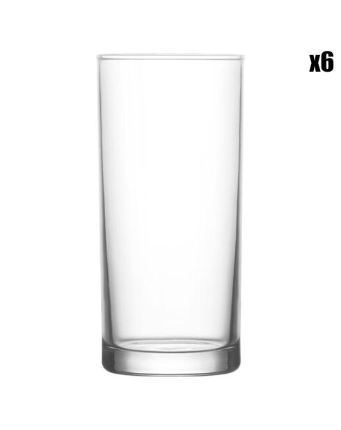 6 Verres à cocktail long drink transparents - 295ml