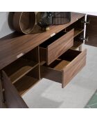 Buffet 2 portes et 2 tiroirs noyer - 160x40x80 cm