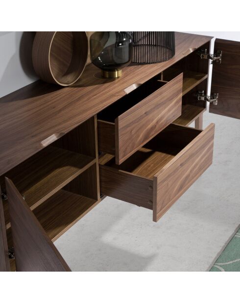 Buffet 2 portes et 2 tiroirs noyer - 160x40x80 cm