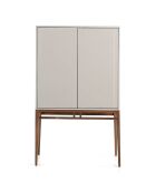 Buffet 2 portes gris/noyer - 90x40x150 cm