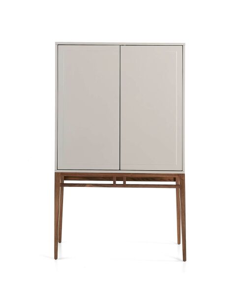 Buffet 2 portes gris/noyer - 90x40x150 cm