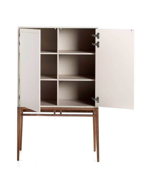 Buffet 2 portes gris/noyer - 90x40x150 cm