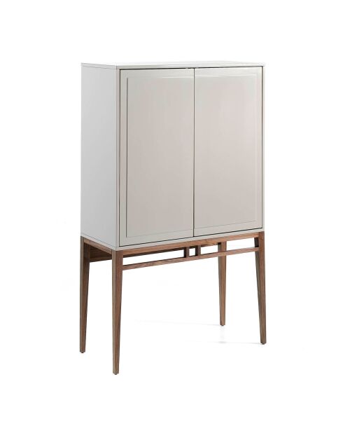 Buffet 2 portes gris/noyer - 90x40x150 cm