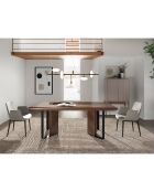 Buffet 2 portes gris/noyer - 90x40x150 cm