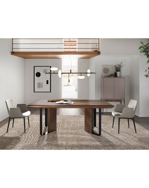 Buffet 2 portes gris/noyer - 90x40x150 cm