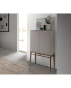 Buffet 2 portes gris/noyer - 90x40x150 cm