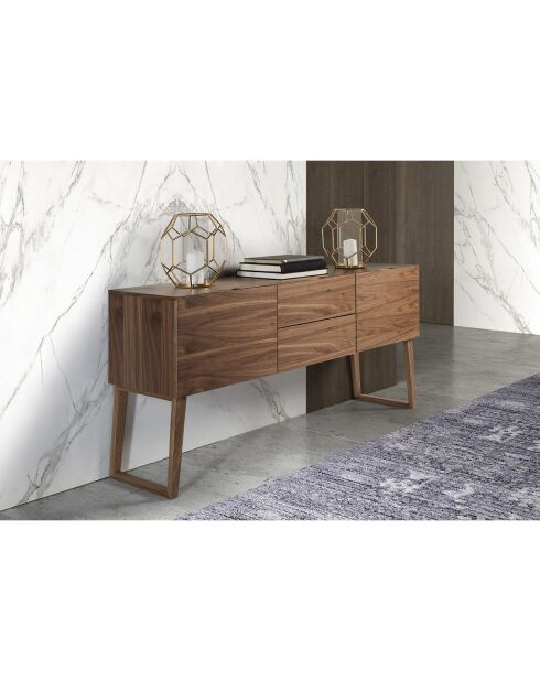 Buffet 2 portes et 2 tiroirs noyer - 160x40x80 cm