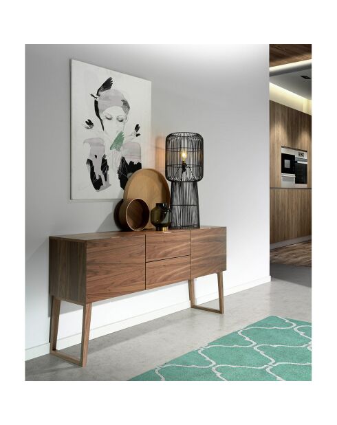 Buffet 2 portes et 2 tiroirs noyer - 160x40x80 cm