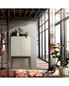 Buffet 2 portes gris/noyer - 90x40x150 cm