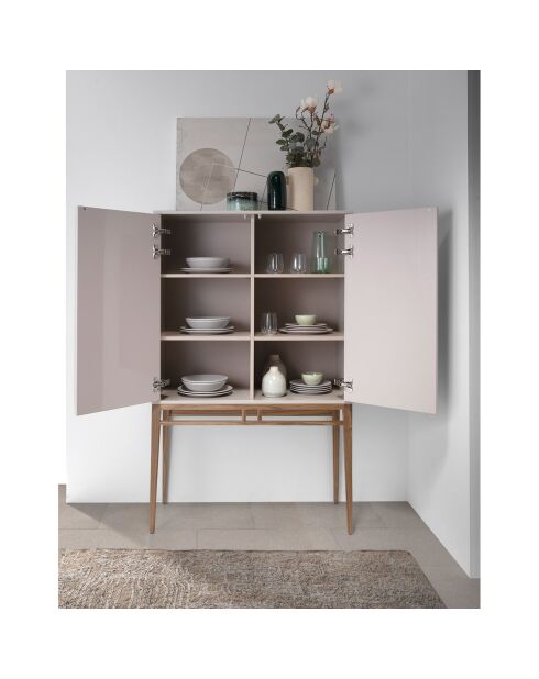 Buffet 2 portes gris/noyer - 90x40x150 cm