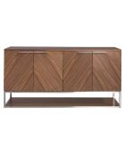 Buffet 4 portes noyer/acier - 160x46x80 cm