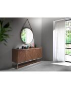 Buffet 4 portes noyer/acier - 160x46x80 cm