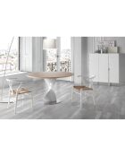 Buffet laqué 3 portes blanc/argenté - 120x42x135 cm