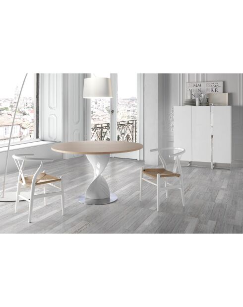 Buffet laqué 3 portes blanc/argenté - 120x42x135 cm