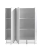 Buffet laqué 3 portes blanc/argenté - 120x42x135 cm