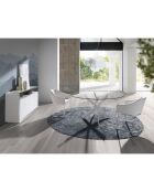 Buffet laqué 4 portes doubels blanc/argenté - 140x40x85 cm