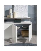 Buffet laqué 4 portes doubels blanc/argenté - 140x40x85 cm