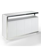 Buffet laqué 4 portes doubels blanc/argenté - 140x40x85 cm