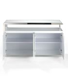 Buffet laqué 4 portes doubels blanc/argenté - 140x40x85 cm
