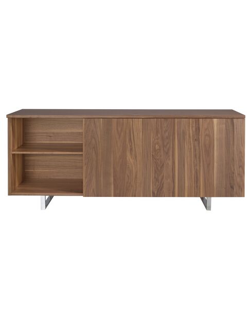 Buffet 4 tiroirs et portes coulissantes noyer - 210x42x90 cm