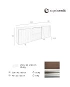 Buffet 4 tiroirs et portes coulissantes noyer - 210x42x90 cm