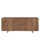 Buffet 4 tiroirs et portes coulissantes noyer - 210x42x90 cm