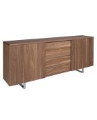 Buffet 4 tiroirs et portes coulissantes noyer - 210x42x90 cm