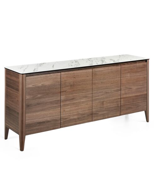 Buffet con piano in porcellana e ripiano in vetro noce/bianco/grigio/trasparente - 179x45x80 cm